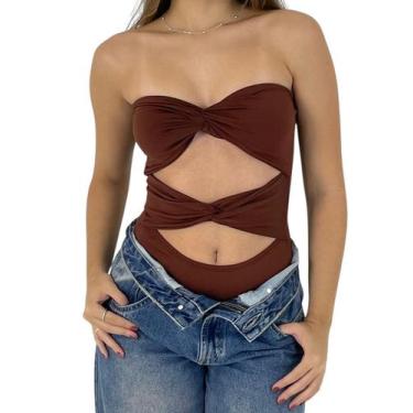 Imagem de Bory Body Feminino Nó Transpassado sem alça - W&L Closet, Marrom, G