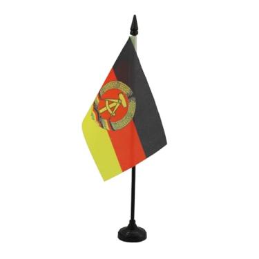 Imagem de Bandeira de mesa da Alemanha Oriental 10 cm x 15 cm - Bandeira de mesa RDA alemã 15 x 10 cm - Bastão e base de plástico preto - Drapeau Allemagne de l'Est AZ FLAG