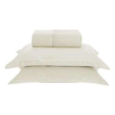 Imagem de Jogo de Lençol Basic Percal 300 fios Casal 3 Peças Marfim - Home Ferna