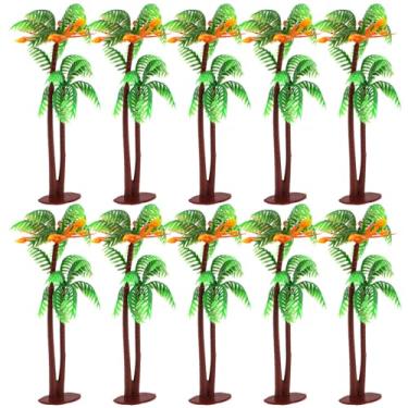 Imagem de TOYANDONA 10 minimodelos de árvores diorama com base – plástico verde palmeira cupcake toppers bolo topos – miniaturas de estatuetas para aquário micro jardim paisagem