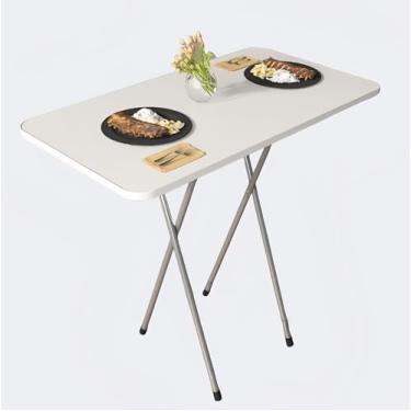 Imagem de TIRUSS Mesa dobrável com moldura de metal branco - solução moderna para espaço de escritório doméstico