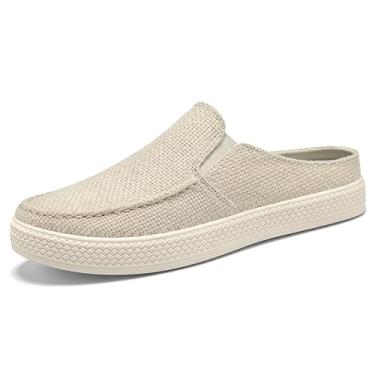 Imagem de Tamancos femininos sem cadarço para uso interno e externo com sola antiderrapante casual para barcos mocassins de lona, Off-white​, 9.5 Wide Women/8.5 Men