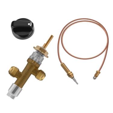 Imagem de WADEO Kit de válvula de controle de segurança de falhas de chamas de lareiras a gás propano LPG de baixa pressão (válvula de propano de baixa pressão com entrada e saída de chama de 3/8"), adequado para grelha a gás, aquecedor, fogueira