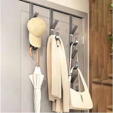 Imagem de Kit 2 Cabide Suporte Para Porta e Armários Com 7 Ganchos Pendurar Acessórios Roupas Linha Premium M5 Armarinhos (KIT 1)