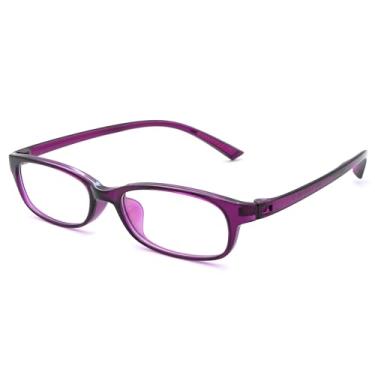 Imagem de Onrtry Óculos transparentes falsos, sem grau, armação retangular, Roxo transparente A3, M