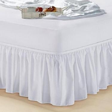 Imagem de Saia Cama Box Branca Com Babado Tamanho Casal Microfibra - Lm Detona