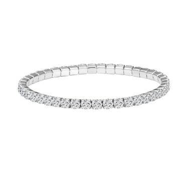 Imagem de Edforce Stainless Steel Pulseira feminina banhada a ouro 18K com zircônia cúbica de 4 mm