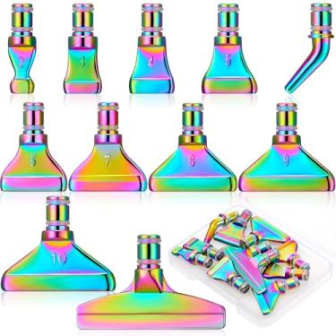 Imagem de Moxweyeni Kit de 11 pontas de metal com pincel de diamante, 11 pontas de caneta de metal para pintura de diamante, 11 estilos, pontas multicolocadoras, acessórios de pintura de aço inoxidável 5D