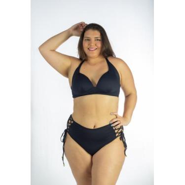 Imagem de Biquíni Plus Size Cós Médio com Trançado Lateral e Bojo em V - 7 MODA 