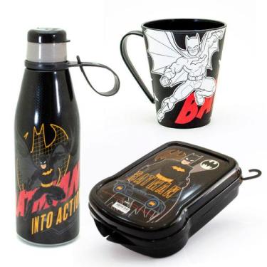 Imagem de Kit Lanche Escolar Garrafa Infantil Abre Facil Caneca 360ml e Sanduich