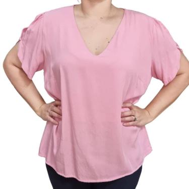 Imagem de Blusa Feminina Rosa Manga Curta Plus Size