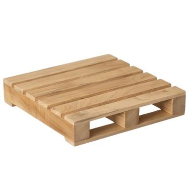 Imagem de Vintiquewise Suporte de exibição de paletes de madeira rústica de 38 cm, elevador de madeira natural para decoração de casa, mesa central, vaso de plantas, faça você mesmo, castiçais de apresentação