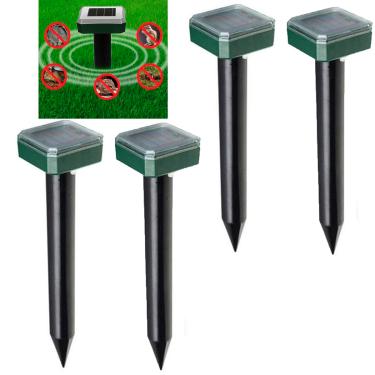 Imagem de Repelente Solar Kit 4 Uni Ultrassonico Anti Inseto Escorpiao Cobras Rato Roedores Pragas Jardim Externo
