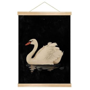 Imagem de You found a duck Cabide magnético de madeira para pôster com estampa de pássaro turquesa, 35,5 x 45,7 cm, fundo preto (YS02H)