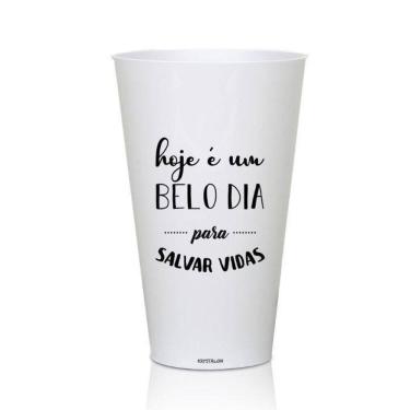 Imagem de 4 Copos Brancos 550Ml Personalizados Acrílico Salvar Vidas