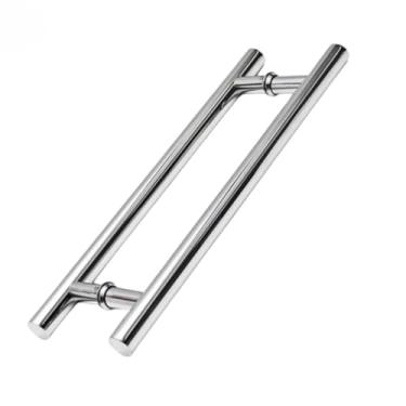 Imagem de Puxador Redondo Duplo para Porta Pivotante, Alumínio Polido, 50cm, com Chave Allen, Acabamento Brilhoso, 3/8 Polegadas, para Portas até 45mm