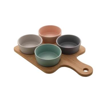 Imagem de Conjunto Petisqueira Bambu e 4 Potes Lyor