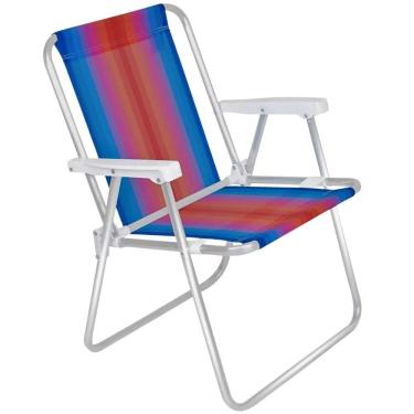 Imagem de Cadeira de Praia Alta em Alúminio Degrade Azul e Laranja 2245 MOR