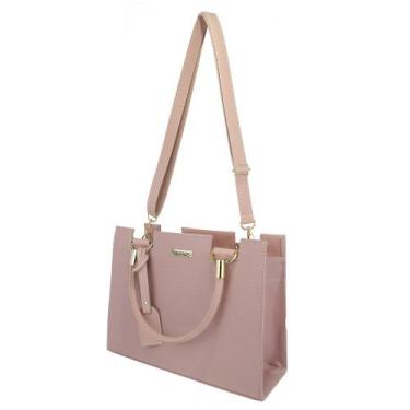 Imagem de Bolsa Castelo Rosa com Duas Alças Removível e Fixa Artesanal com Alça 