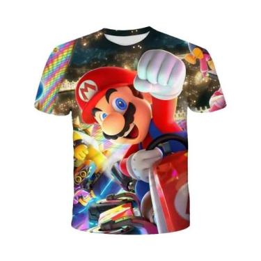 Imagem de Camiseta Infantil De Manga Curta Com Desenho Animado Super Mario Drago