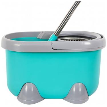 Imagem de Mop Profissional Giratório Cesto Inox Grande 18 Litros Cabo Retrátil