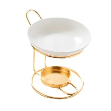 Imagem de IEUDNS Queimador de óleo essencial, queimador de cera derretida, decoração decorativa, aquecedor, difusor de óleo de cerâmica para escritório, meditação, Ouro