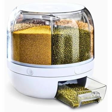 Imagem de Dispenser de Cereais Giratório 6 Divisórias – Armazenamento Inteligente, Design Moderno e Fácil Dispensação de Grãos e Alimentos