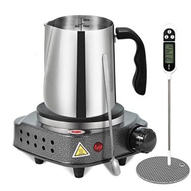 Imagem de SAEUYVB Kit de fabricação de velas, suprimentos para fabricação de velas, kit de fabricação de velas com placa quente, suprimentos de fabricação de velas para iniciantes com pote de derramamento