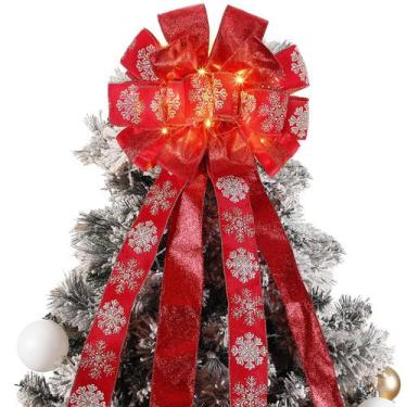 Imagem de Topper de árvore de Natal Zeyune 30 x 113 cm com luzes LED vermelhas
