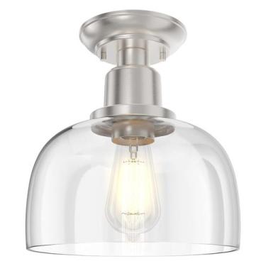 Imagem de Luminária de teto EAPUDUN Semi Flush Mount com abajur de vidro transpa