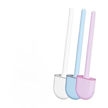 Imagem de Escova Sanitária de Silicone para Vaso Sanitário do Banheiro com Suporte e Adesivo para Parede, Escova de Limpeza para Privada(Sortido,Kit 3)