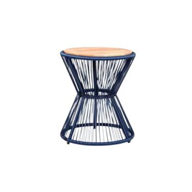 Imagem de Mesa lateral em forma de ampulheta em fibra sintética – decoração luxuosa para a casa, resistente mas elegante. Perfeita para salas de estar e quartos clássicos. (Azul Marinho)