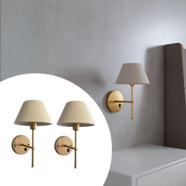 Imagem de Kit 2 Arandelas de Parede Clássica Interna Com Interruptor e Cúpula Re