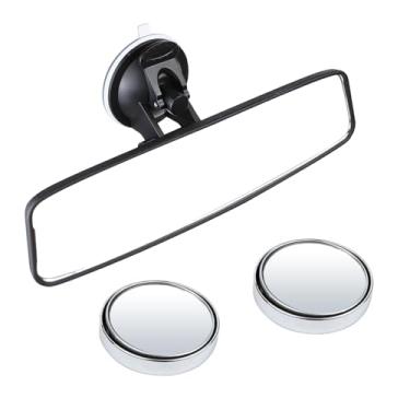 Imagem de Wuyaoyao Espelho retrovisor, espelho retrovisor de carro HD de 24 cm com ventosa ajustável forte, bônus de 2 peças de espelhos de ponto cego, espelhos retrovisores internos universais, acessórios de