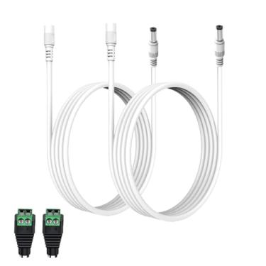 Imagem de LONNKY Pacote com 2 cabos de extensão de 1 m CC de 1 m, cabo de alimentação macho para fêmea de 5,5 mm x 2,1 mm para câmera CCTV IP WiFi, faixa de LED, cabo extensor adaptador de fonte de alimentação