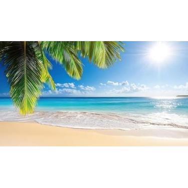 Imagem de Quadro Decorativo com Estampasunny Tropical Beachscene Palm Fronds 40 x 40 Papel 2 unidades