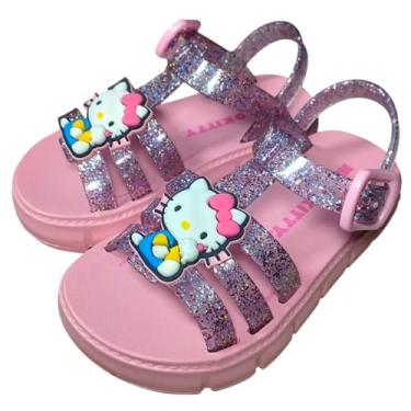 Imagem de Sandália Infantil Menina Grendene Kids Construção PVC Tira Botão de Pressão Hello Kitty Land (Rosa Claro, BR, Criança de 9 a 12 anos, Numérico, 30)