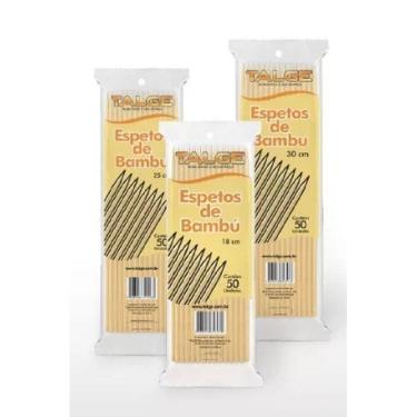Imagem de Espeto para churrasquinho de bambu composta  com 50 unid