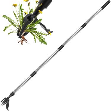 Imagem de DJAPWPX Ferramenta extrator de ervas daninhas, removedor de ervas daninhas ajustável com cabo longo, ferramenta de remoção de ervas daninhas leve para transplante de jardinagem de gramado