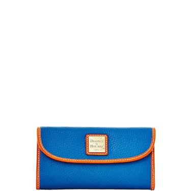 Imagem de Dooney & Bourke Bolsa feminina continental em couro granulado, carteira de três dobras com vários porta-cartões, preta, Jeans, One Size