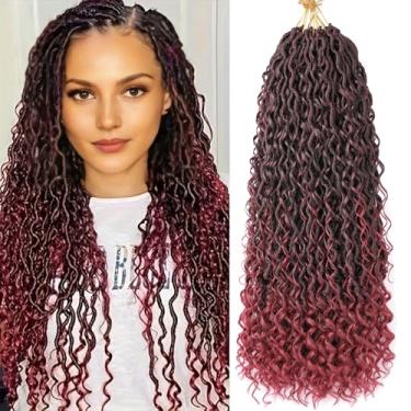 Imagem de Aipin New Goddess Locs cabelo de crochê 55,8 cm Boho River Locs Hippie Locs ondulado crochê com cabelo encaracolado no meio e pontas tranças extensões de cabelo (8 pacotes, 56 cm, TBUG)