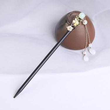 Imagem de Grampo de cabelo de borla de flor de madeira para mulheres antigo grampo de cabelo fantasia Hanfu chinês acessórios de cabelo grampos de cabelo