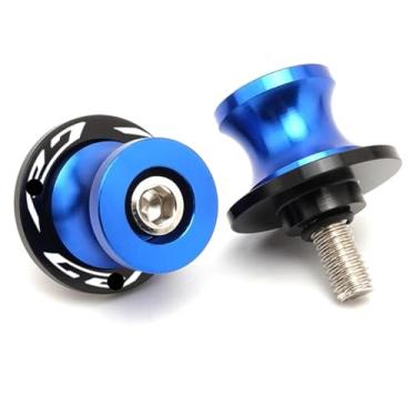 Imagem de BYYINGSUS 1 par de carretéis de braço oscilante de 6 mm, suporte de parafuso deslizante, acessórios de motocicleta compatíveis com Y&AMAHA Yzfr7 YZF R7 2021 2022 2023 2024 (R7 azul)