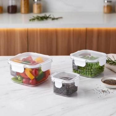 Imagem de Kit 3 Potes Hermético Cozinha Porta Mantimentos Marmita Casa Presente 