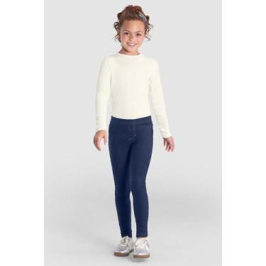 Imagem de Calça legging infantil menina em cotton jeans Brandili, 6, Azul