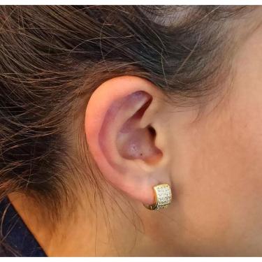 Imagem de Brinco Argola Quadrada Com Micro Zircônias Banhado Ouro 18 K