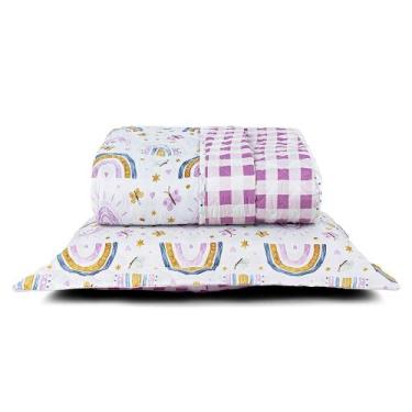 Imagem de Kit Cobre Leito Colcha Solteiro Infantil Lutti Dupla Face 200 Fios 2 P