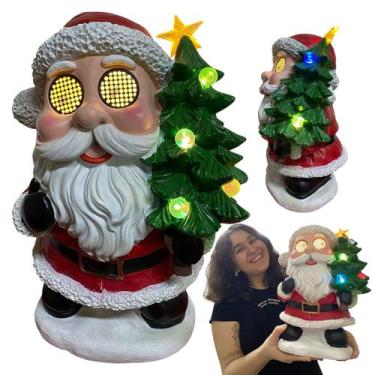 Imagem de Papai Noel Arvore Natal Mexe os Olhos Enfeite Led Musical Decoraçao Me