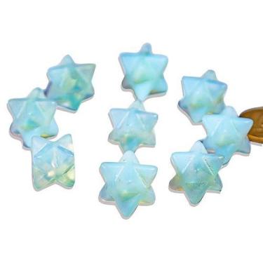 Imagem de 10 Merkabah de Pedra da Lua Azul Opalina Sem Furo em Formato Estrela -