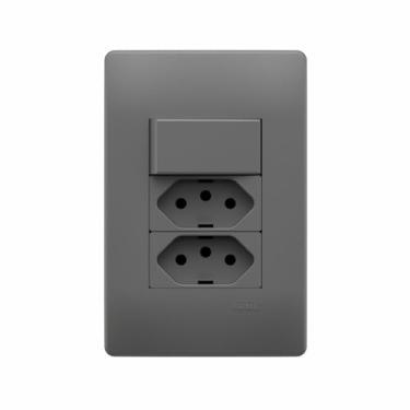 Imagem de Conjunto 1 Interruptor Simples E 2 Tomadas 2P+T 10A/250V Habitat Onix - FAME